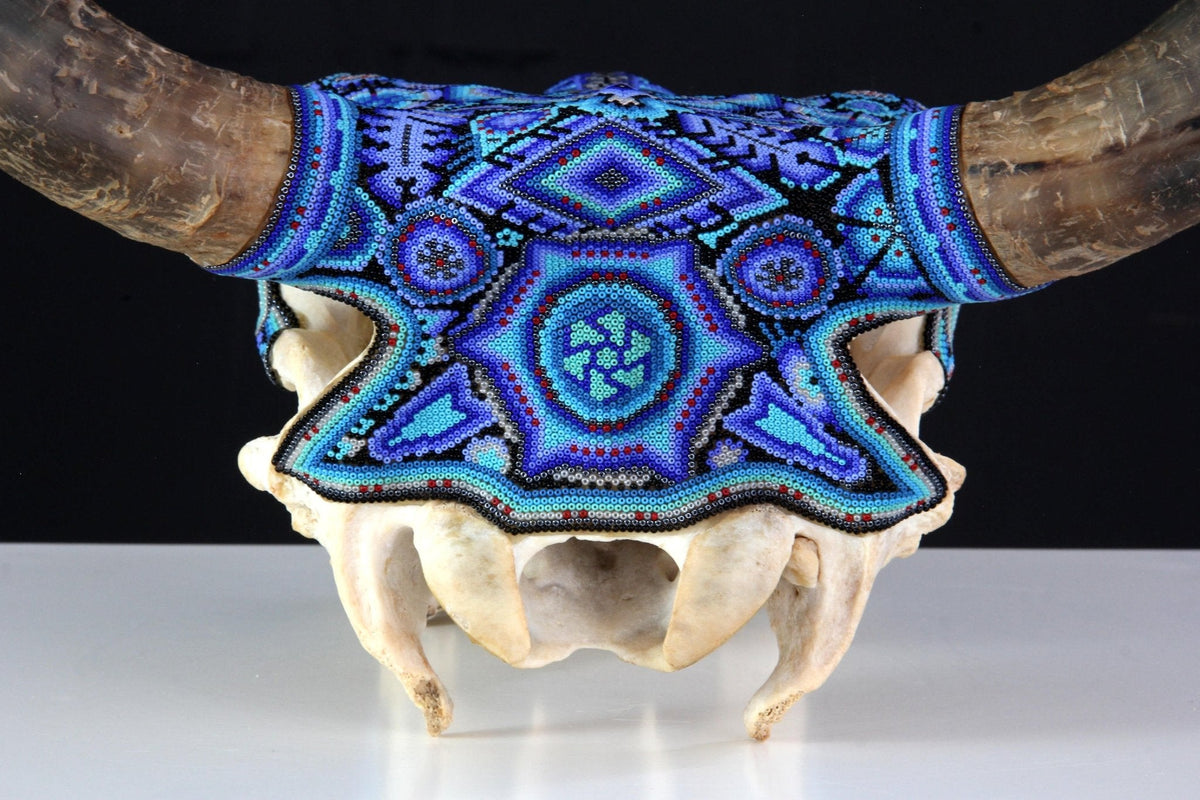 Cráneo de vaca Arte Huichol - Hayuawima - Arte Huichol - Marakame