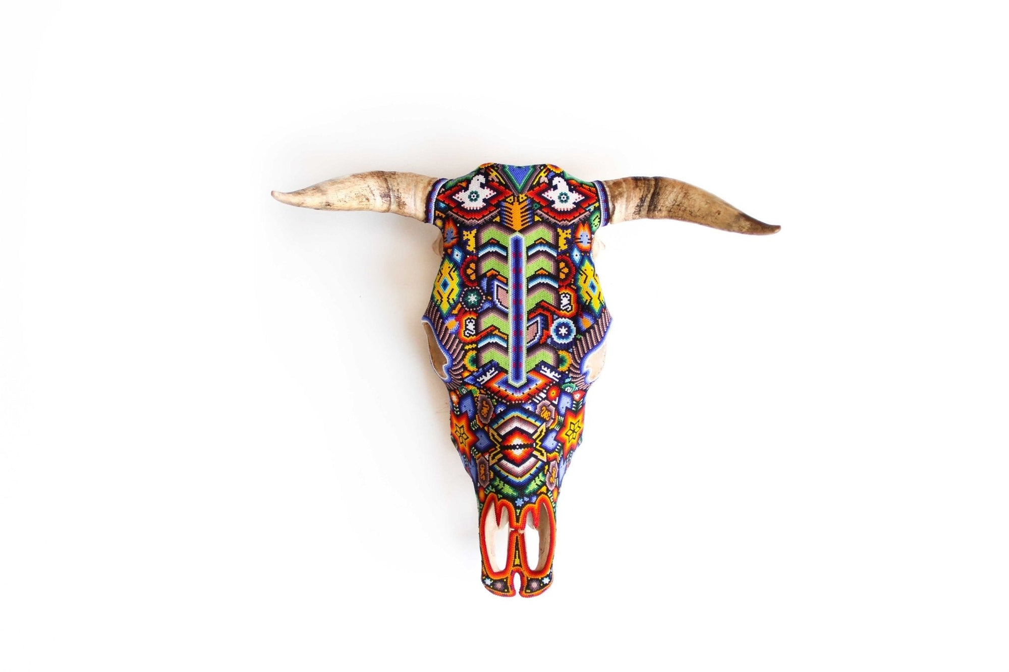 Cráneo de vaca Arte Huichol - Iku III - Arte Huichol - Marakame