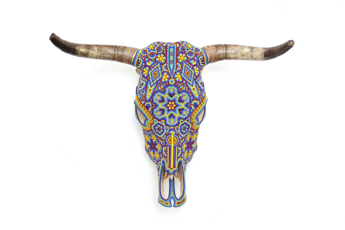 Cráneo de vaca Arte Huichol - Nierika - Arte Huichol - Marakame