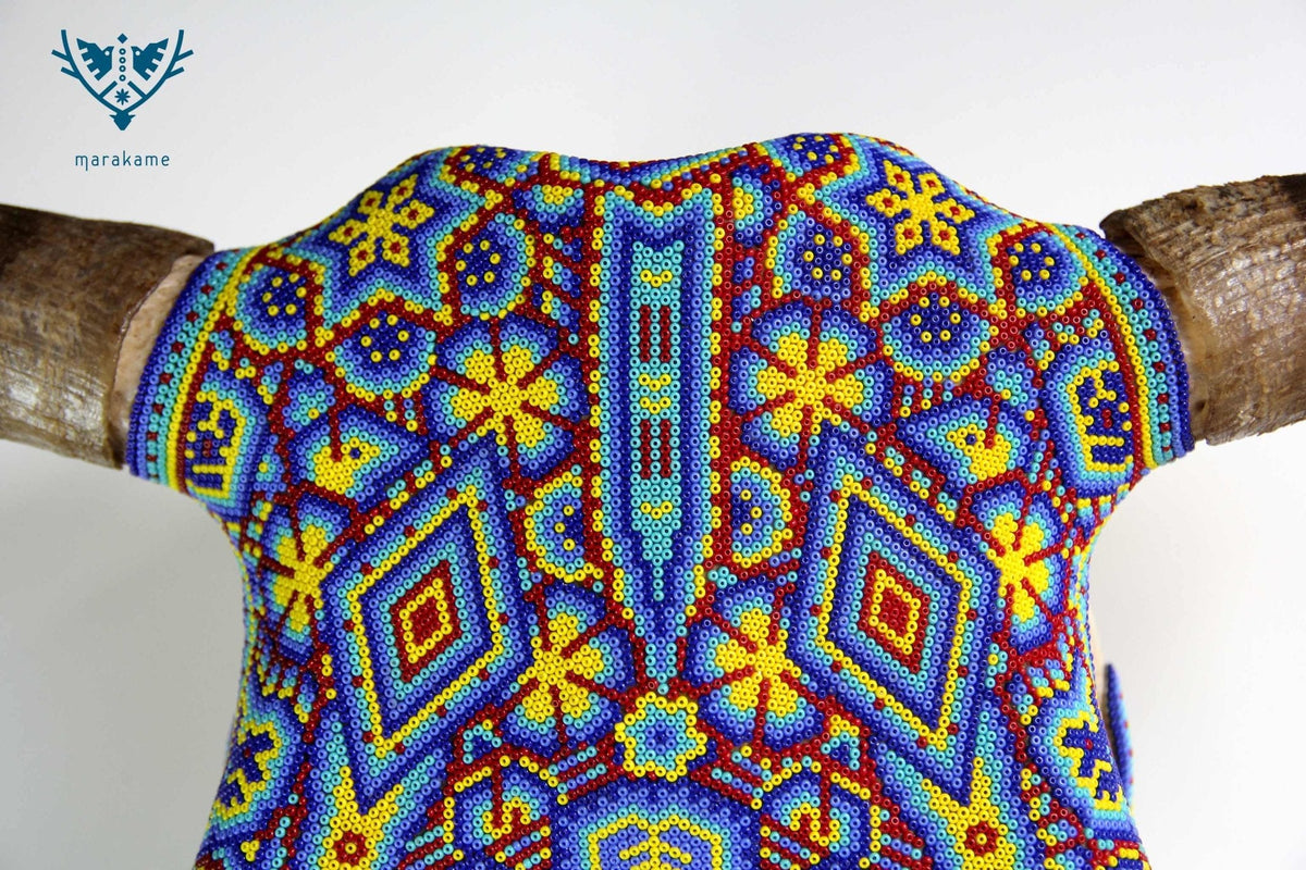 Cráneo de vaca Arte Huichol - Nierika - Arte Huichol - Marakame