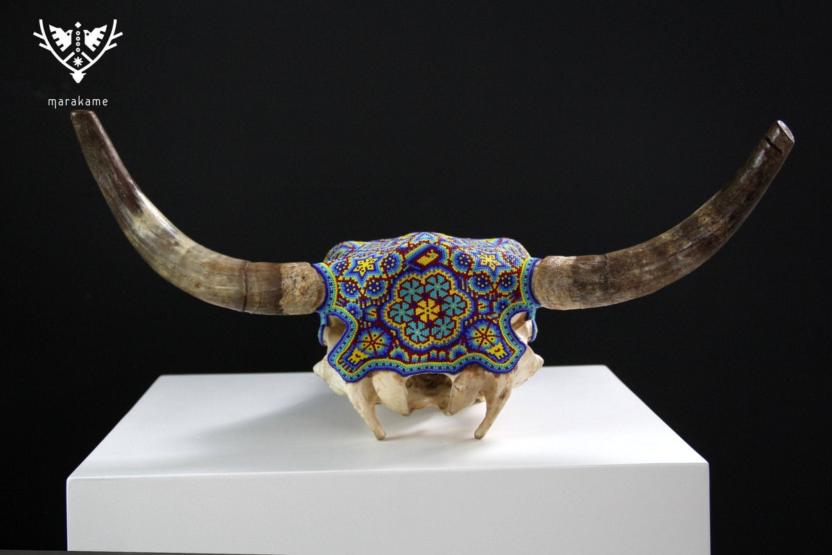 Cráneo de vaca Arte Huichol - Nierika - Arte Huichol - Marakame