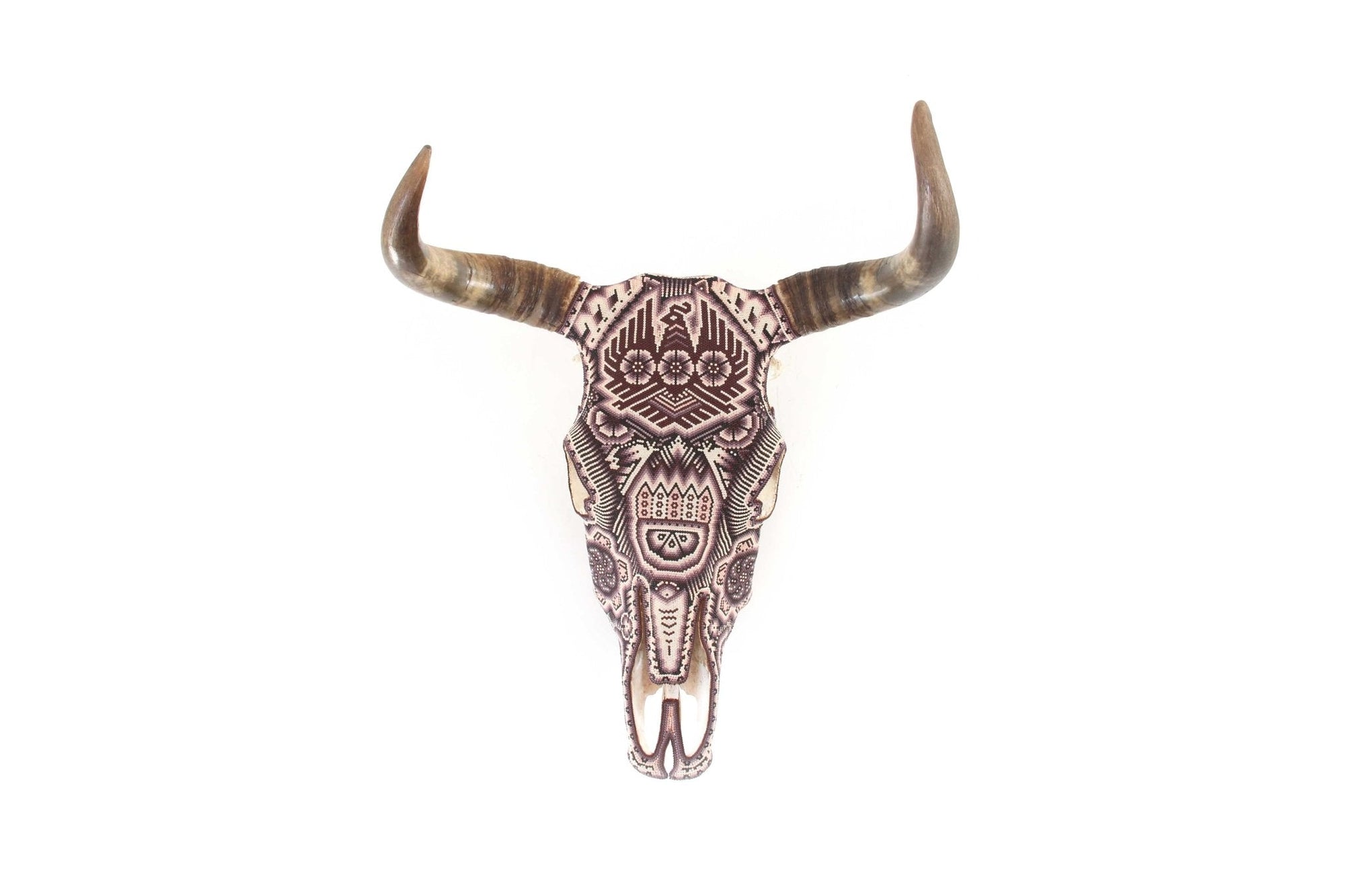 Cráneo de vaca Arte Huichol - Tatei Matinieri III - Arte Huichol - Marakame