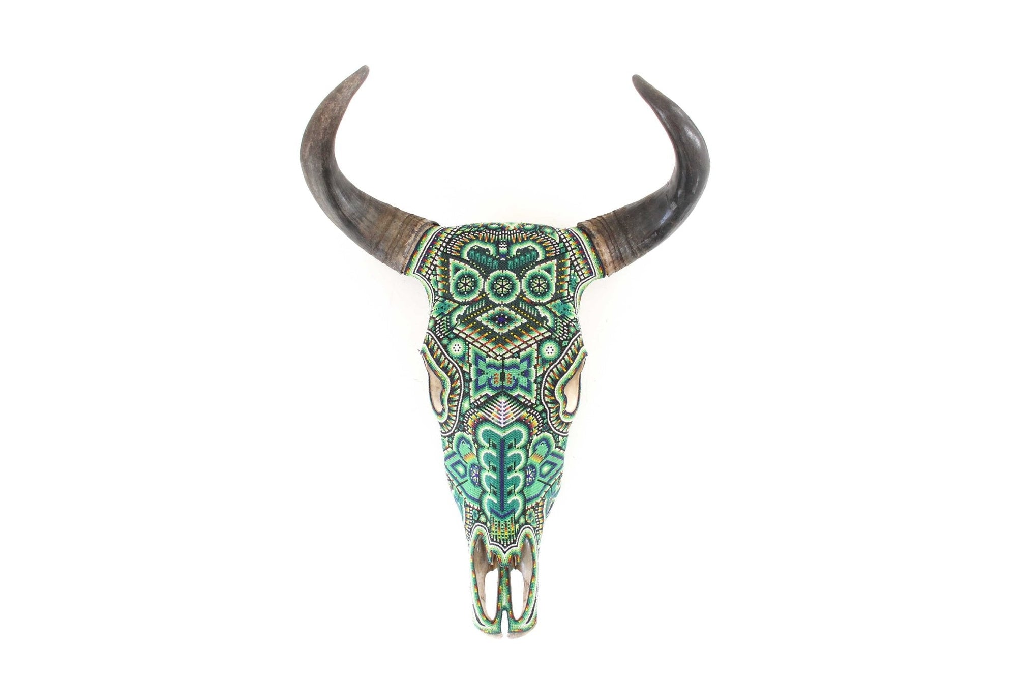 Cráneo de vaca Arte Huichol - Tatei Matinieri IV - Arte Huichol - Marakame