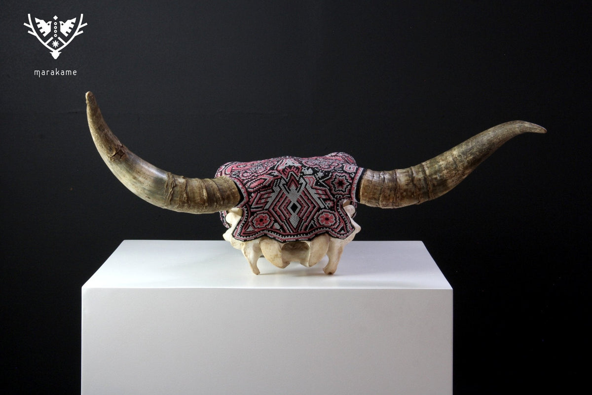 Cráneo de vaca Arte Huichol - Venaditos - Arte Huichol - Marakame