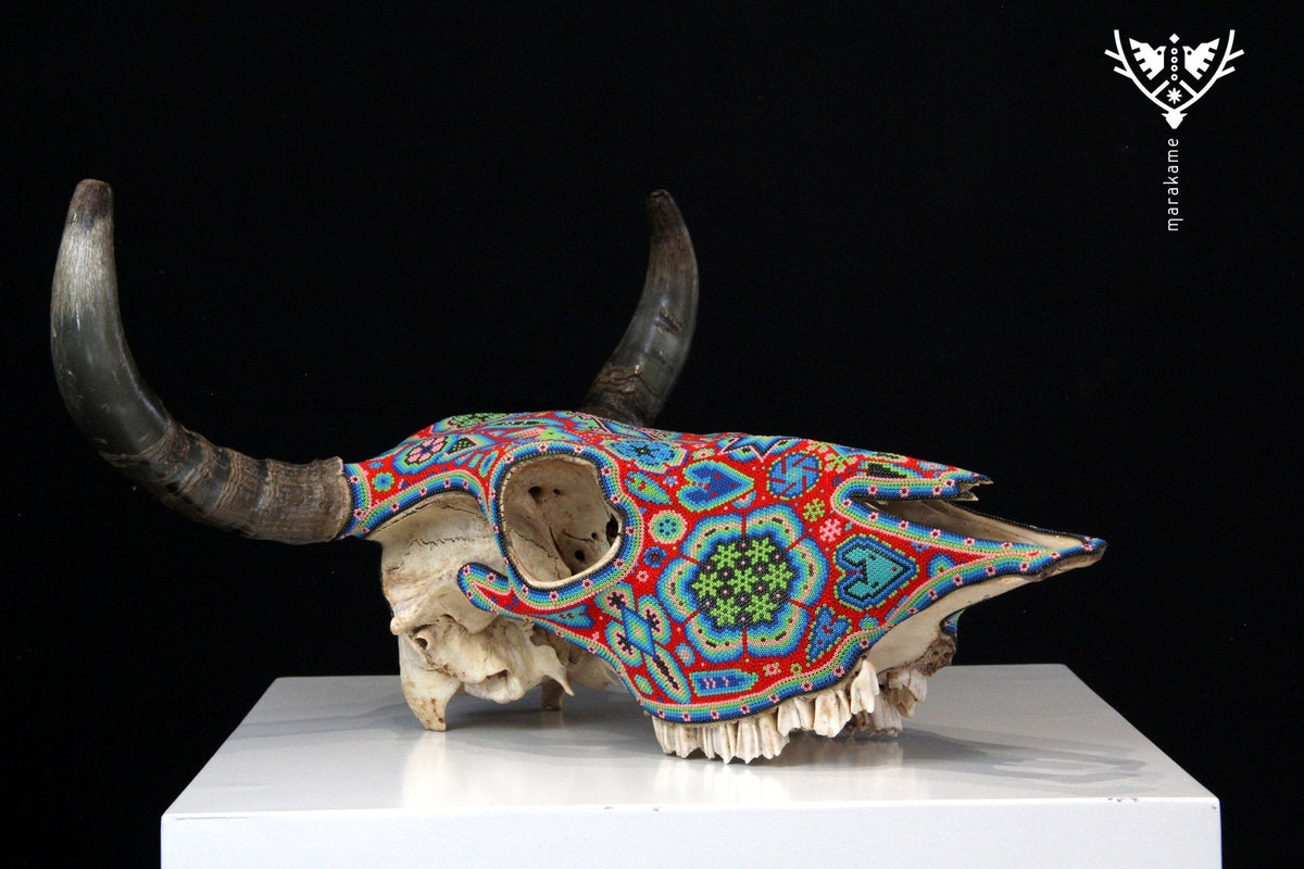 Craneo de vaca Arte Huichol - Wexik+a nierikaya - Arte Huichol - Marakame