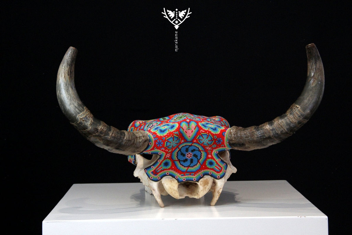 Craneo de vaca Arte Huichol - Wexik+a nierikaya - Arte Huichol - Marakame