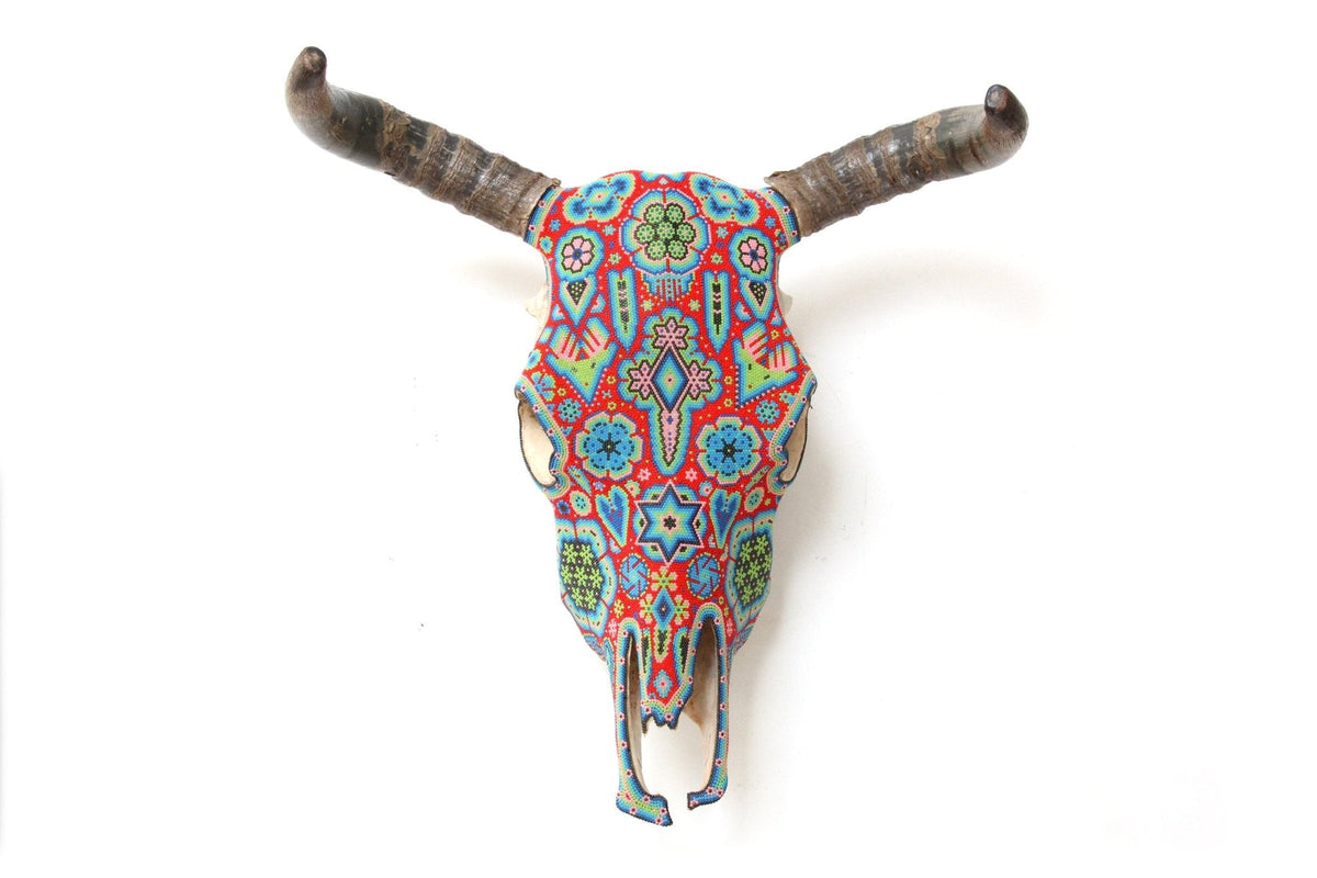 Craneo de vaca Arte Huichol - Wexik+a nierikaya - Arte Huichol - Marakame