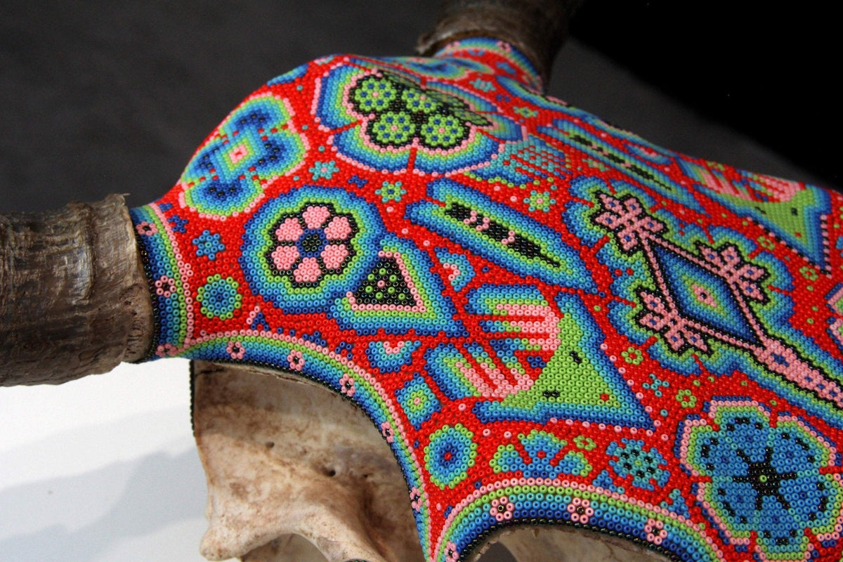 Craneo de vaca Arte Huichol - Wexik+a nierikaya - Arte Huichol - Marakame