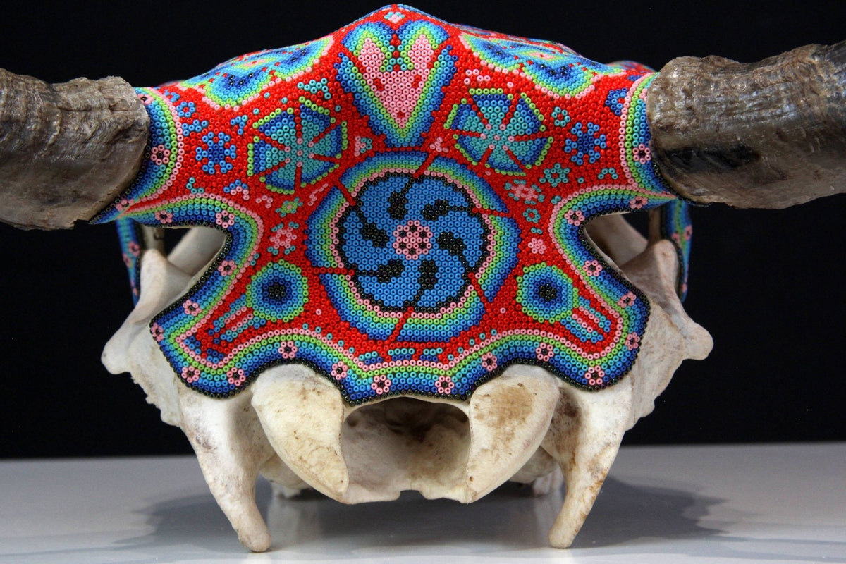 Craneo de vaca Arte Huichol - Wexik+a nierikaya - Arte Huichol - Marakame