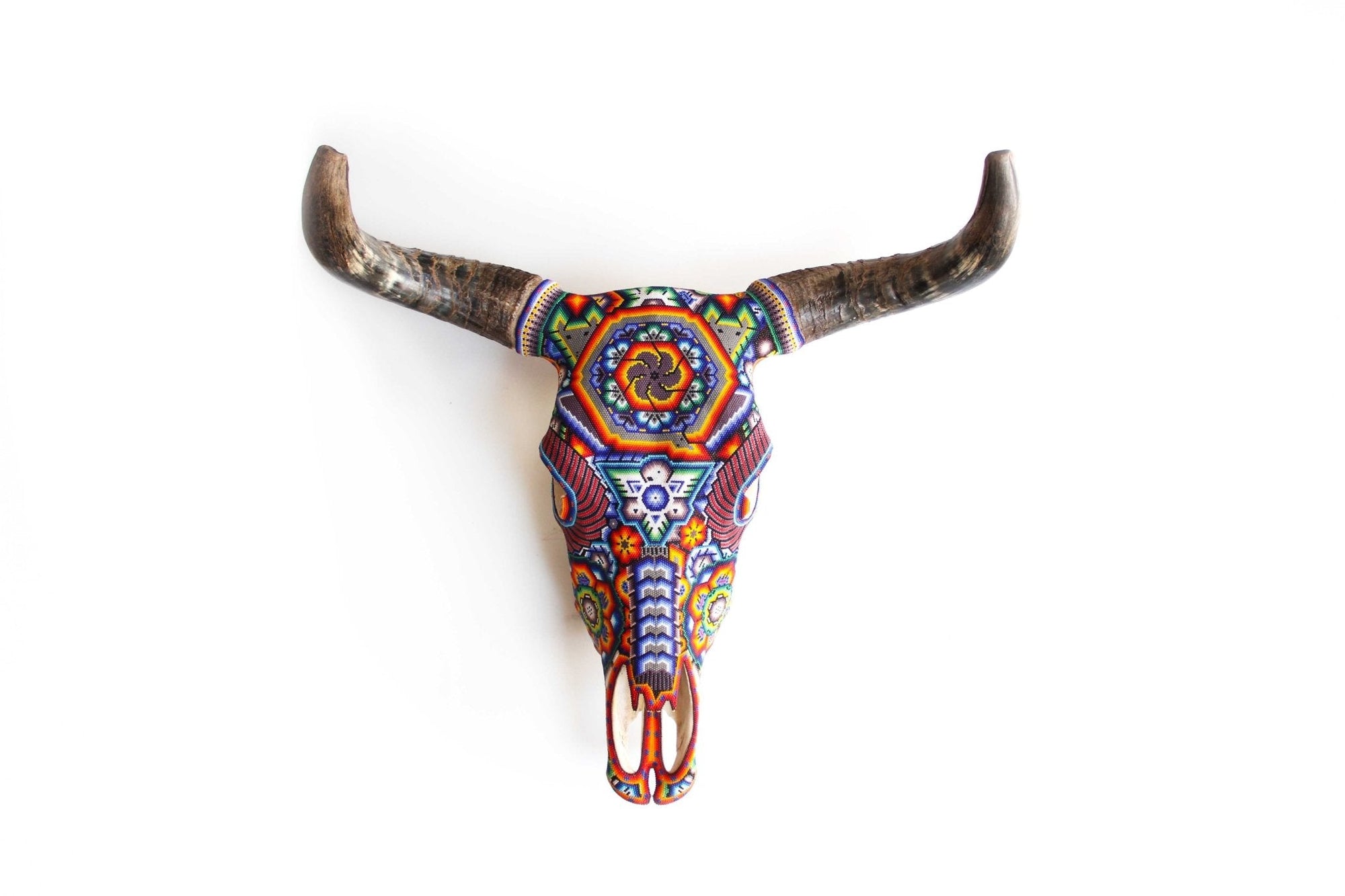 Cráneo de vaca Arte Huichol - Wexikia I - Arte Huichol - Marakame