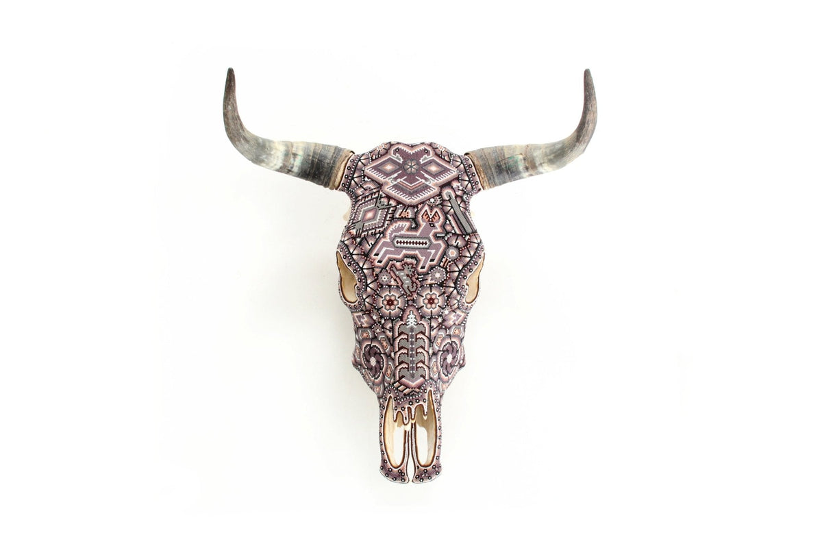 Cráneo de vaca Arte Huichol - Xikiri II - Arte Huichol - Marakame