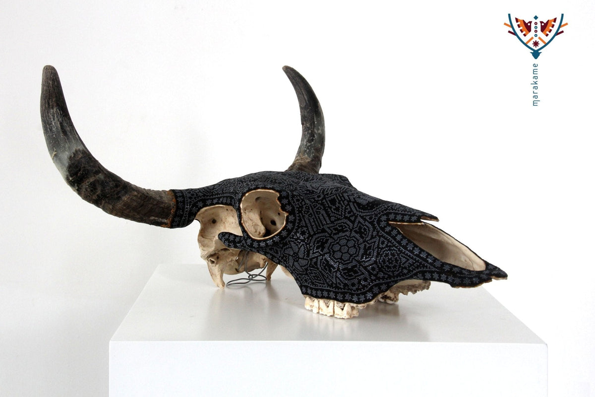 Cráneo de vaca Arte Huichol - Xikiri III - Arte Huichol - Marakame