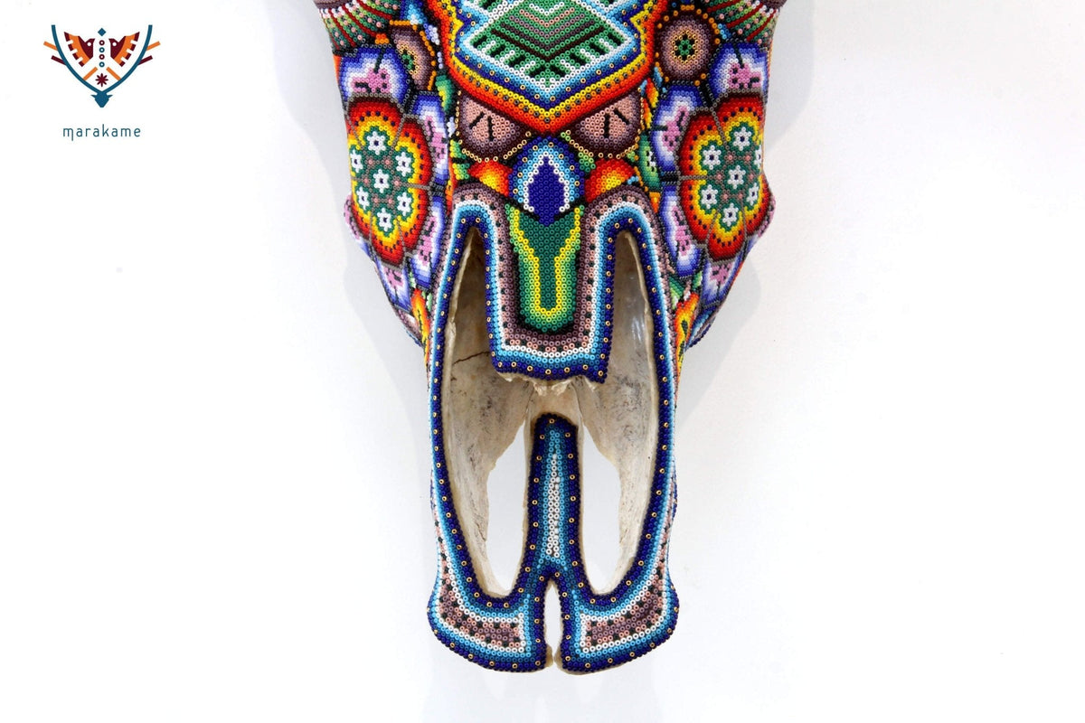 Cráneo de vaca Arte Huichol - xupurero grande - Arte Huichol - Marakame