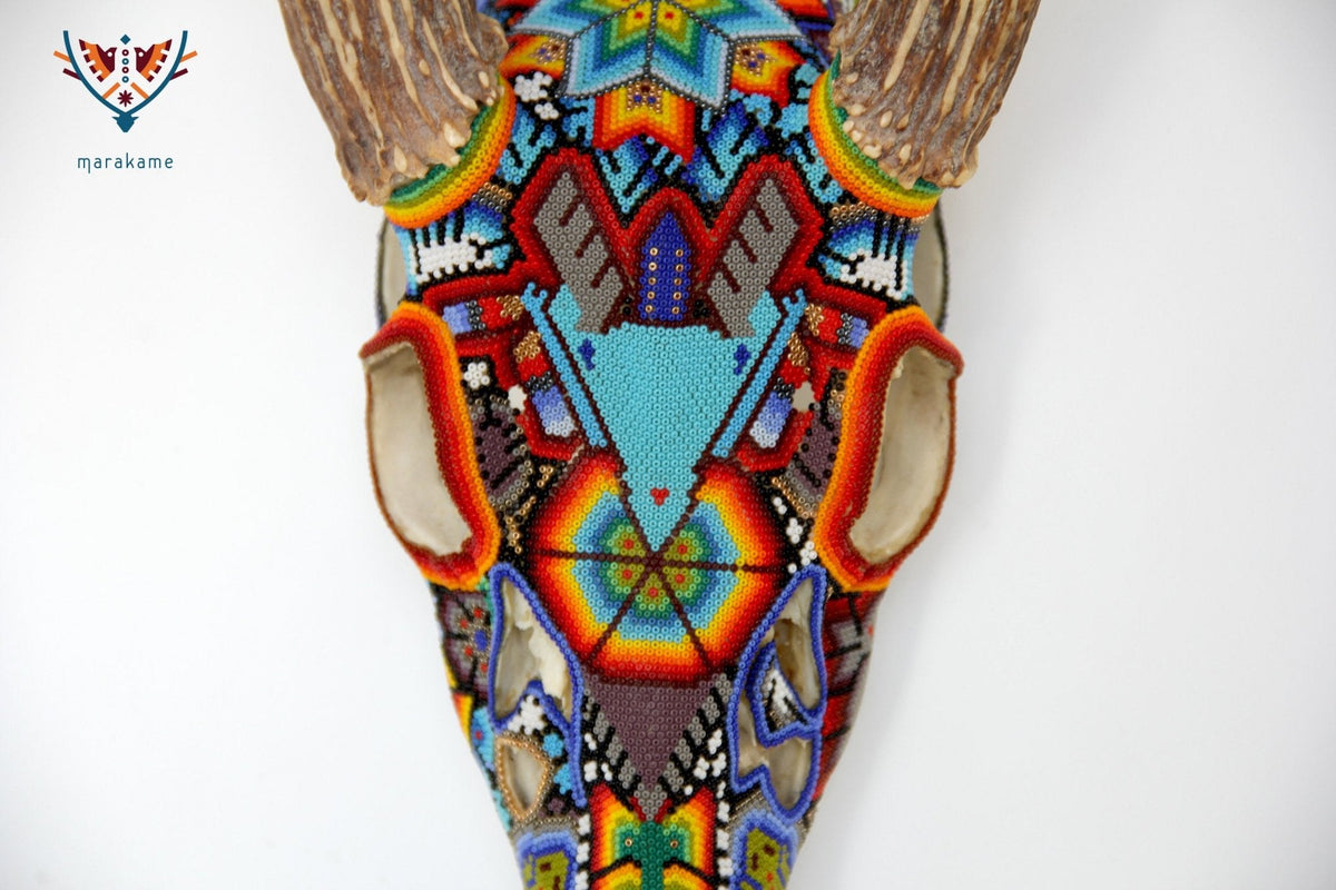Cráneo de Venado Huichol - Xamainuri - Arte Huichol - Marakame