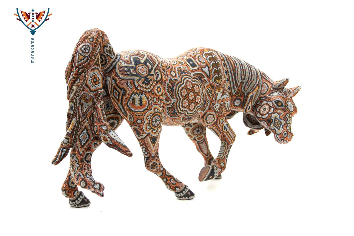 Escultura Arte Huichol - Caballo Cacahi - Arte Huichol - Marakame