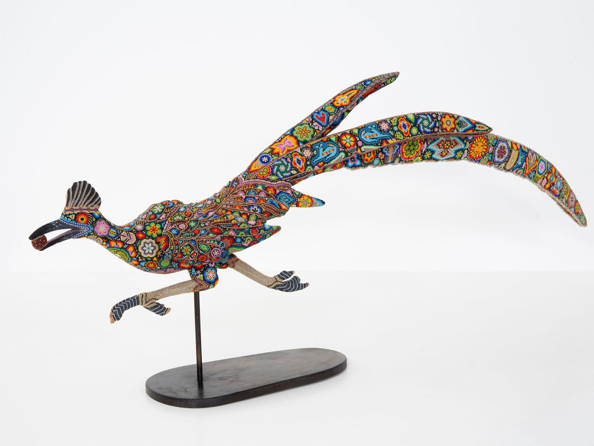 Escultura Arte Huichol - Correcaminos x Faisán - Arte Huichol - Marakame