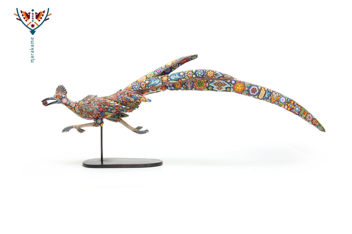 Escultura Arte Huichol - Correcaminos x Faisán - Arte Huichol - Marakame