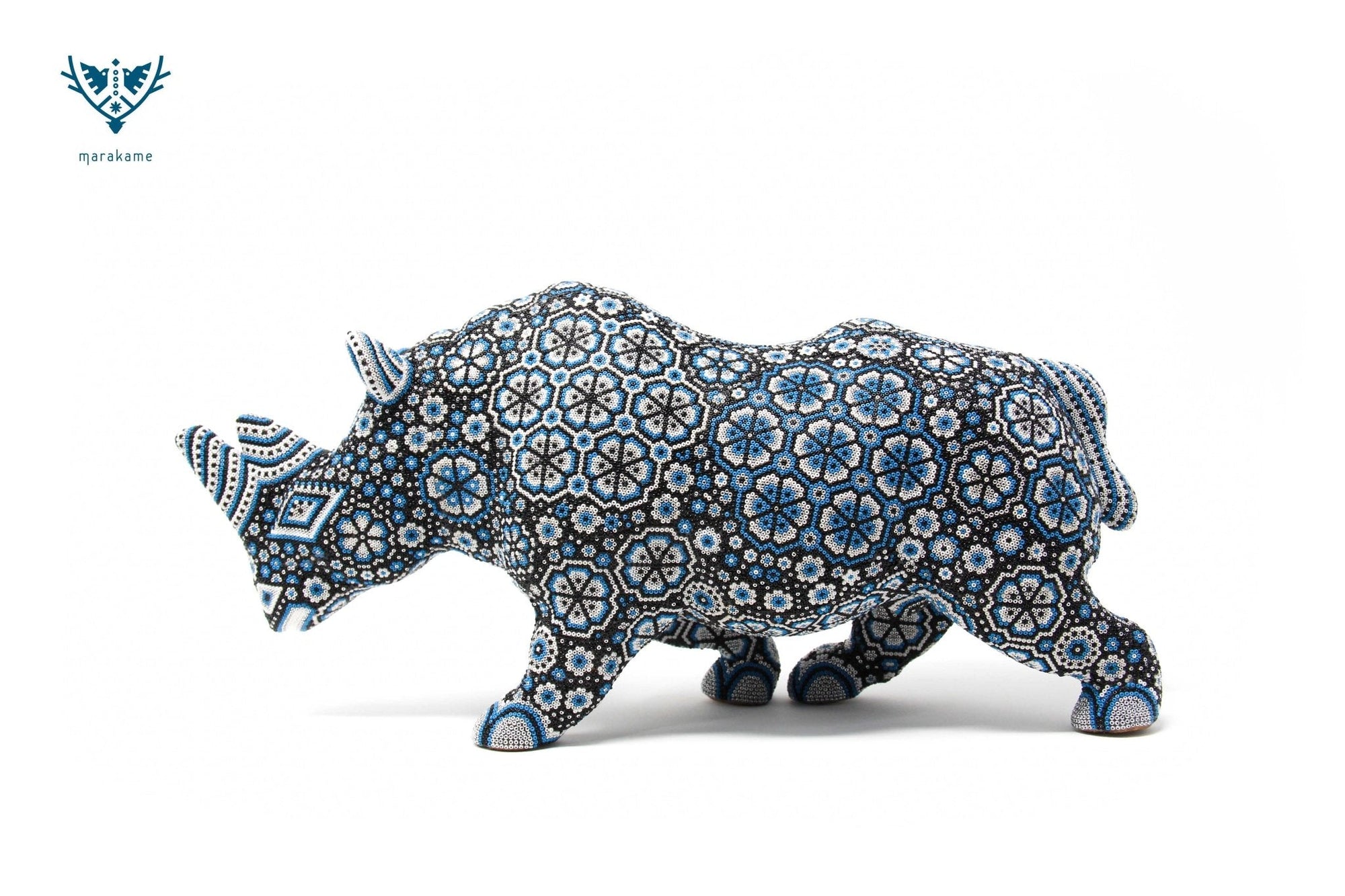 Escultura Arte Huichol - Rinoceronte Cucateamahi - Arte Huichol - Marakame