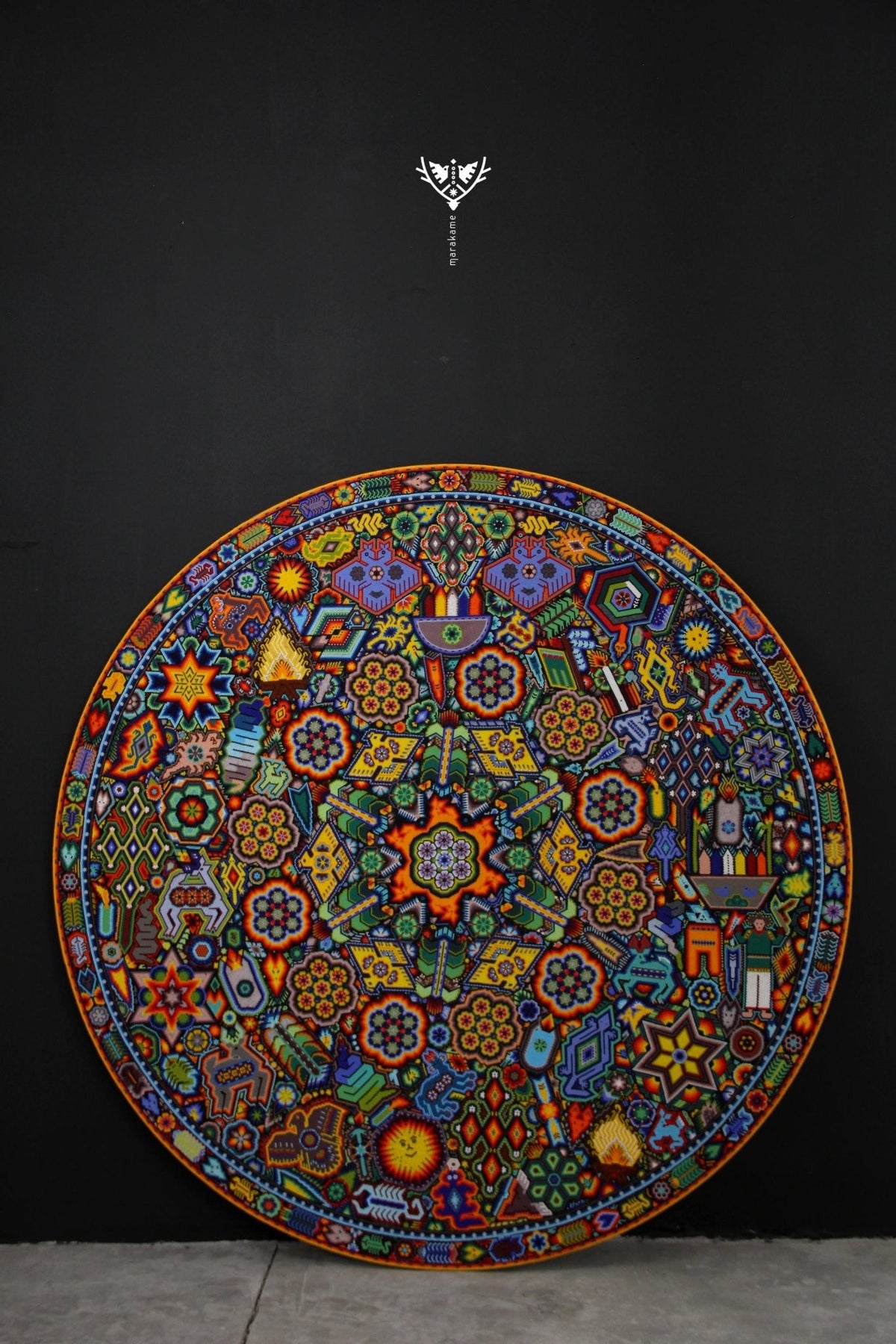 Nierika de Chaquira Círculo Huichol - Wirikuta - 120 cm. - Arte Huichol - Marakame