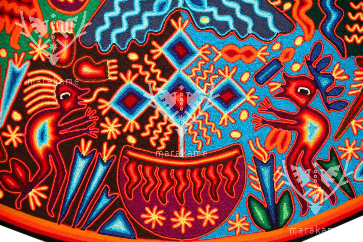Nierika de Estambre Círculo Huichol - Nakawé - 120 cm. - Arte Huichol - Marakame