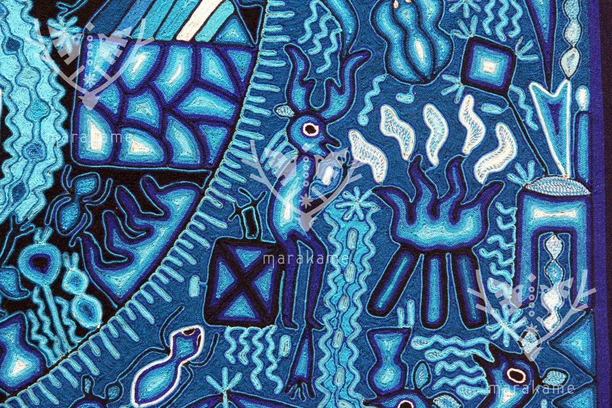 Nierika de Estambre Cuadro Huichol - Tatei Arienaka - 150 x 120 cm. - Arte Huichol - Marakame