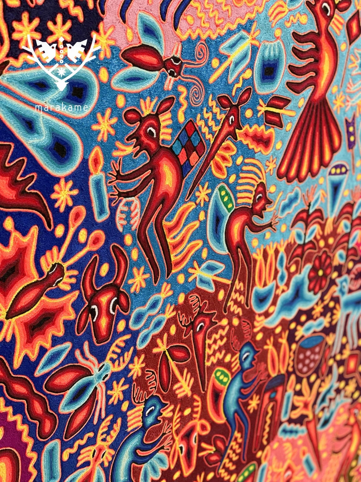 Nierika de Estambre Cuadro Huichol - Tura hirie - 150 x 120 cm. - Arte Huichol - Marakame
