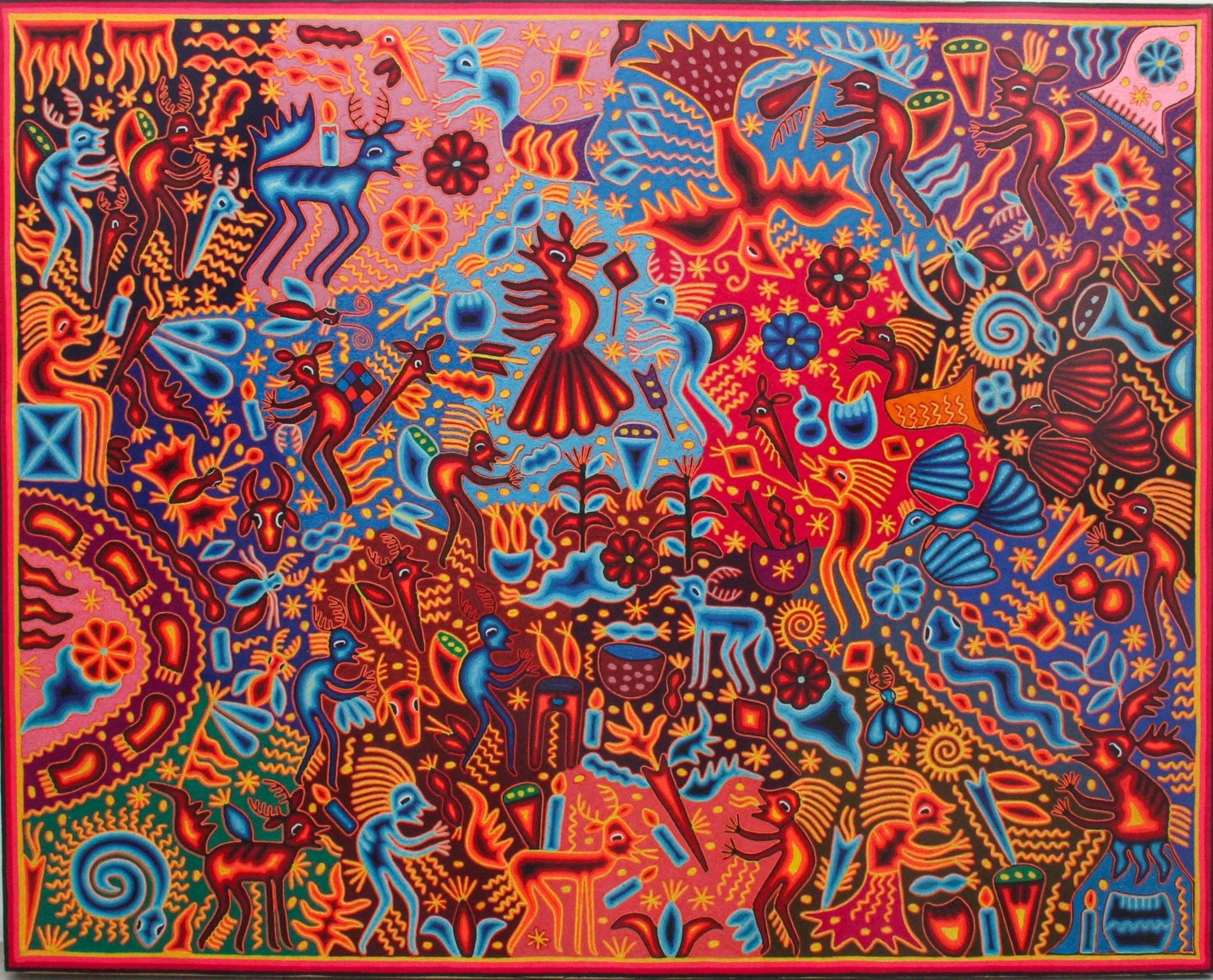 Nierika de Estambre Cuadro Huichol - Tura hirie - 150 x 120 cm. - Arte Huichol - Marakame
