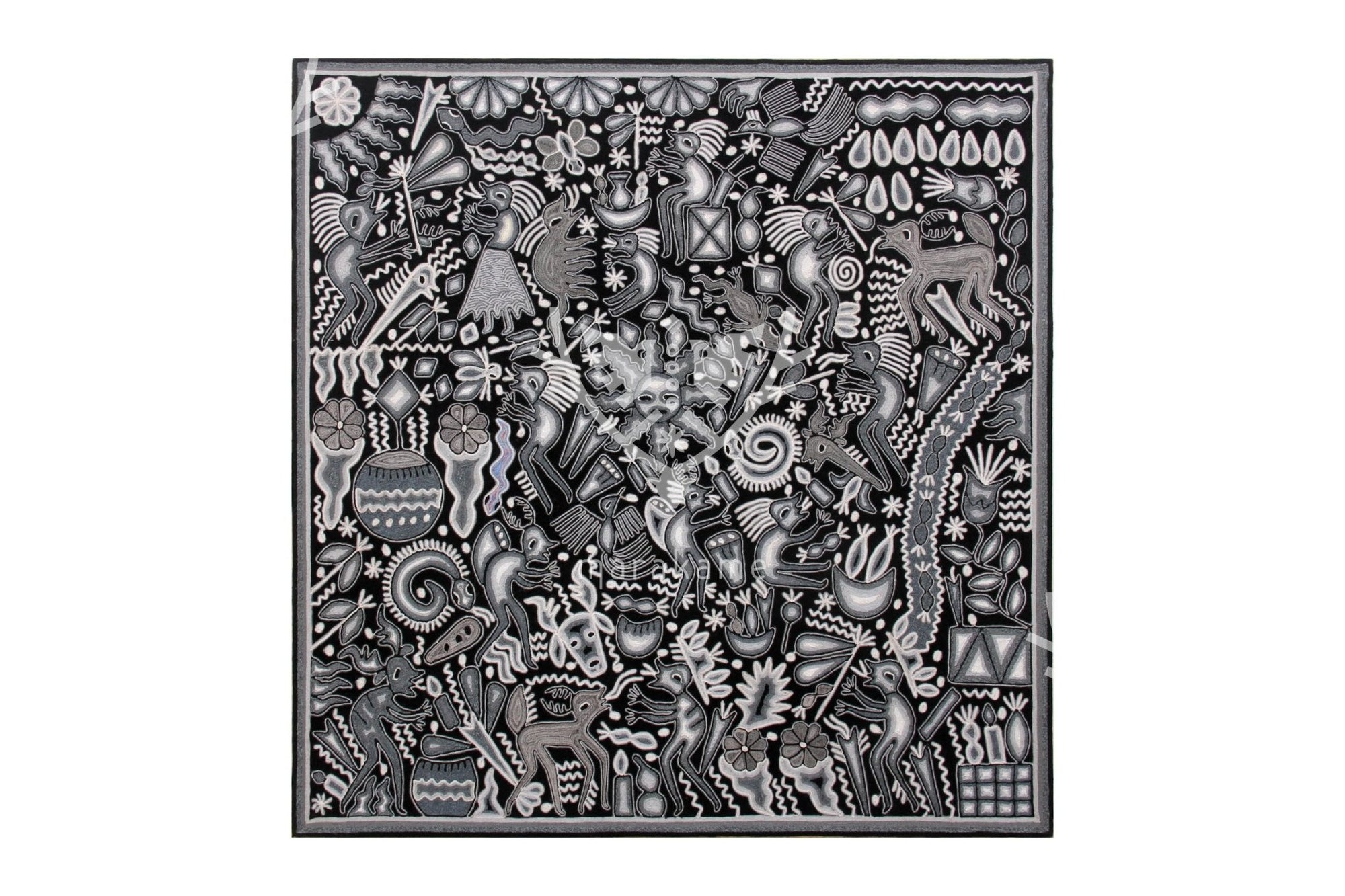 Nierika de Estambre Cuadro Huichol - Xanu - 120 x 120 cm. de diámetro - Arte Huichol - Marakame